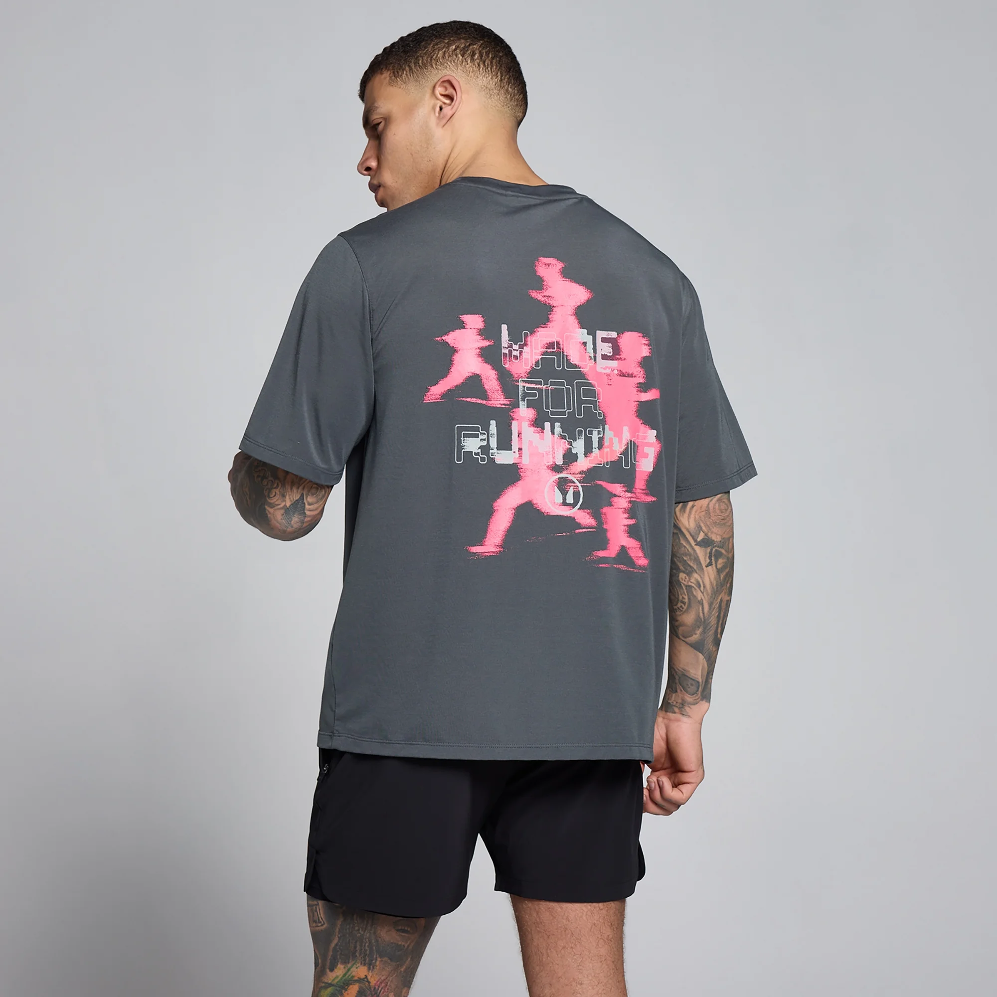 Camiseta Velocity con estampado de algodón modal para hombre de MP - Gris oscuro/rosa - XS Imagen 1