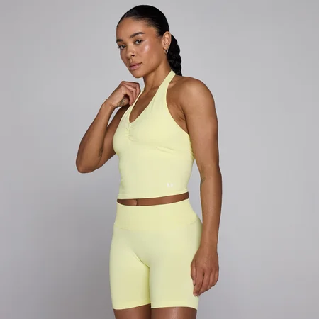 Camiseta de tirantes sin costuras con cuello halter Tempo para mujer de MP - Limón