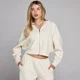 Sudadera con capucha y cremallera de gofre para mujer de MP - Marfil