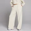 Pantalón de chándal de pierna recta de cintura media de gofre para mujer de MP - Marfil