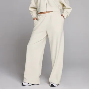 Pantalón de chándal de pierna recta de cintura media de gofre para mujer de MP - Marfil - Size S