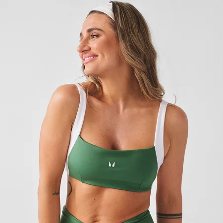 Sujetador deportivo de contraste con espalda cruzada Mujer X Tatiana de MP - Verde palma
