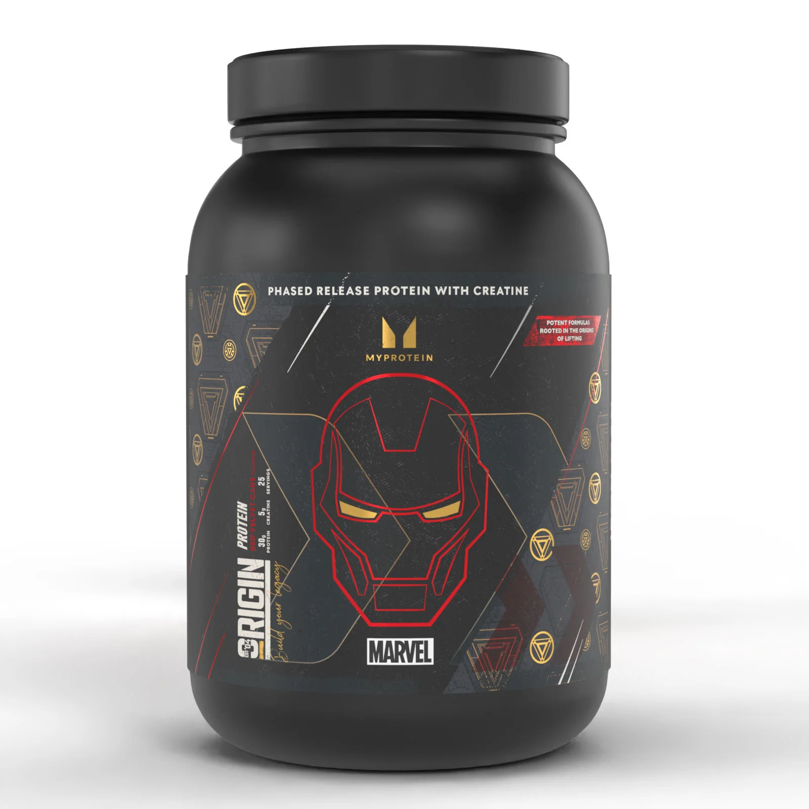 Origin Protein – Iron Man – Tarta Red Velvet | MARVEL - 25raciones - MARVEL Iron Man - Red Velvet Cake Imagen 1