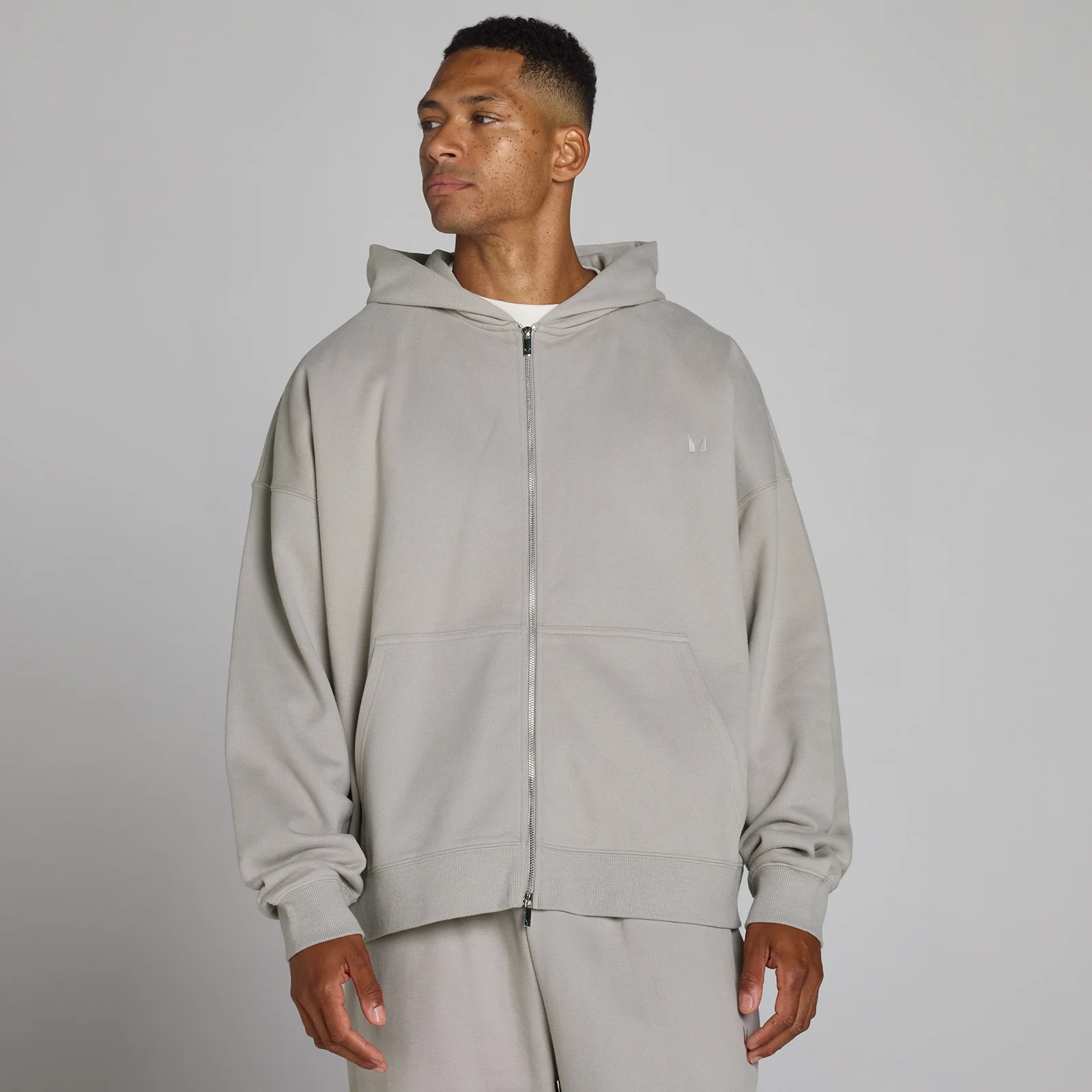 Sudadera con capucha oversize de cremallera doble - Gris tiza - L Imagen 1