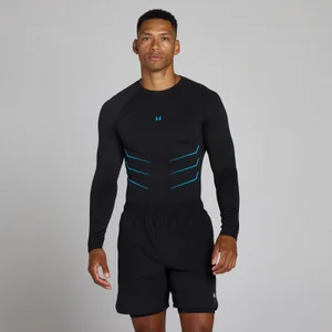 Camiseta de manga larga sin costuras Lift Muscle Fit - Negro lavado/Azul power - Size M