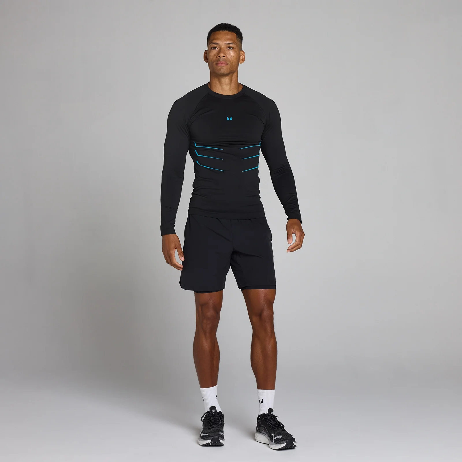 Camiseta de manga larga sin costuras Lift Muscle Fit - Negro lavado/Azul power - L Imagen 3