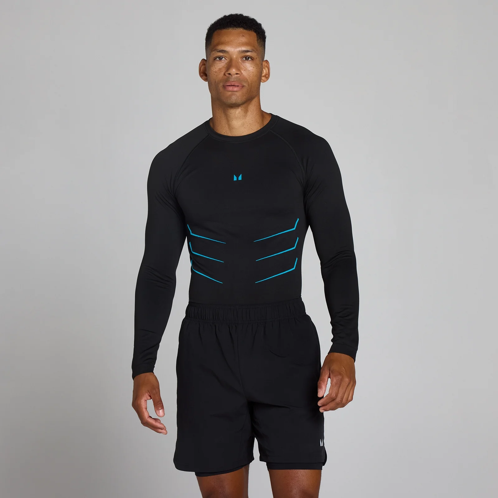Camiseta de manga larga sin costuras Lift Muscle Fit - Negro lavado/Azul power - L Imagen 1