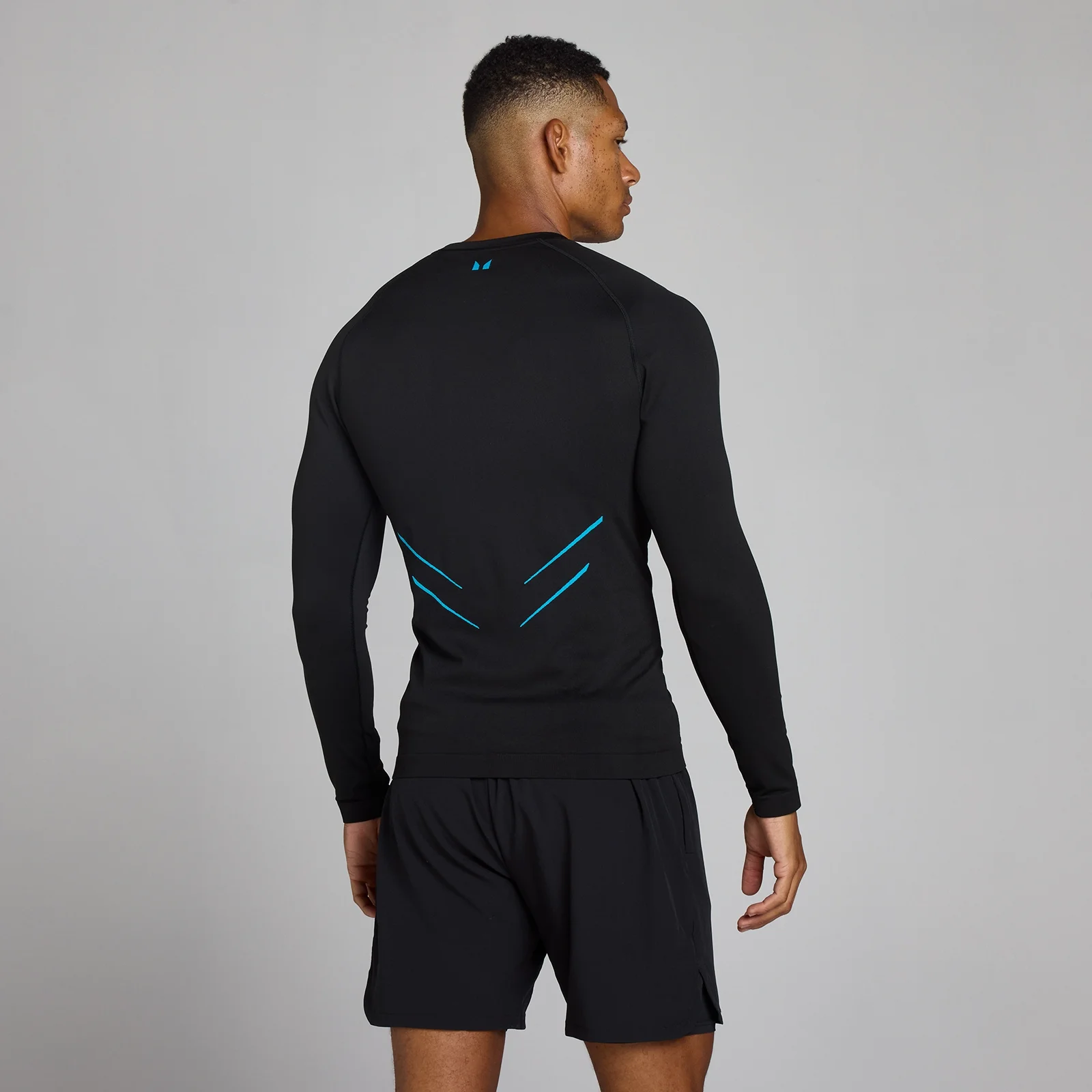 Camiseta de manga larga sin costuras Lift Muscle Fit - Negro lavado/Azul power - L Imagen 2