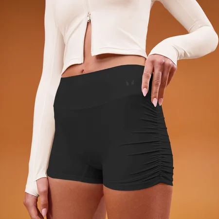 Booty short Tempo con fruncido lateral para mujer de MP - Negro