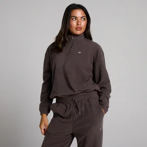 Sudadera de felpa de cuello alto con cremallera 1/4 para mujer de MP - Chocolate - Size S