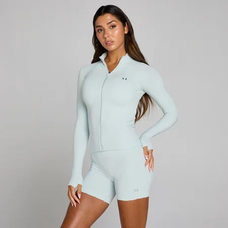 Chaqueta con cremallera completa Tempo Ultra sin costuras para mujer de MP - Azul aurora