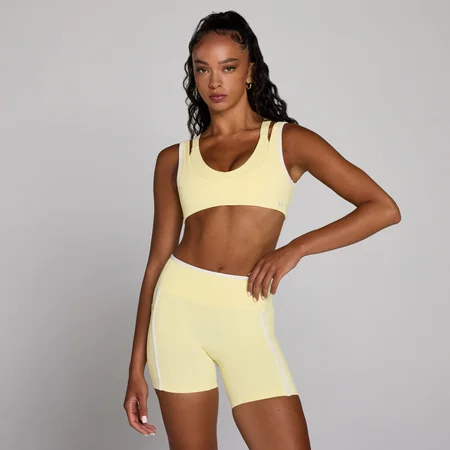 Sujetador deportivo de doble capa con contraste Velocity para mujer de MP - Crema mantequilla
