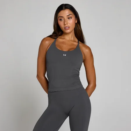 Camiseta de tirantes larga sin costuras Tempo Ultra para mujer de MP - Gris robusto