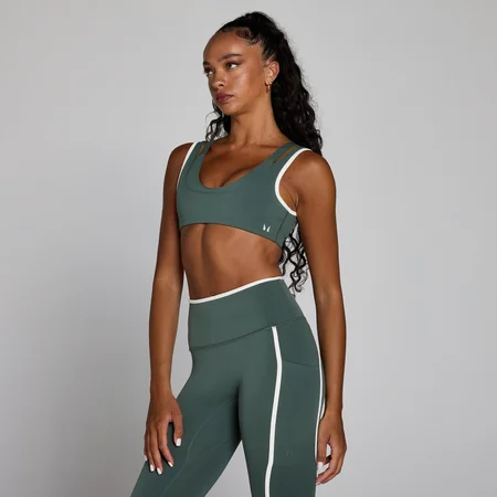 Sujetador deportivo de doble capa con contraste Velocity para mujer de MP - Verde nublado