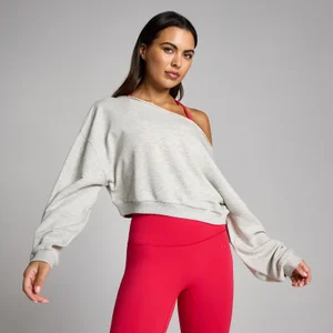 Sudadera off-the-shoulder para mujer de MP - Gris moteado - Size S