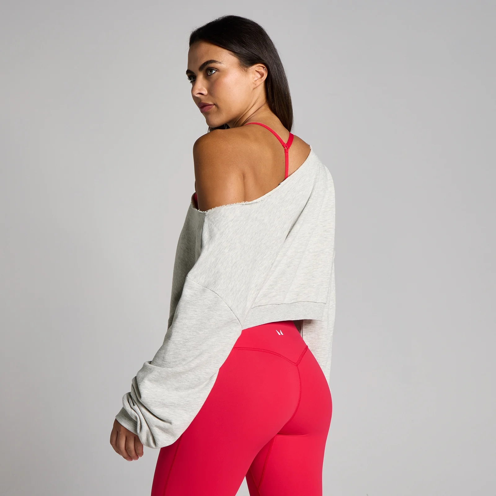 Sudadera off-the-shoulder para mujer de MP - Gris moteado - S Imagen 2