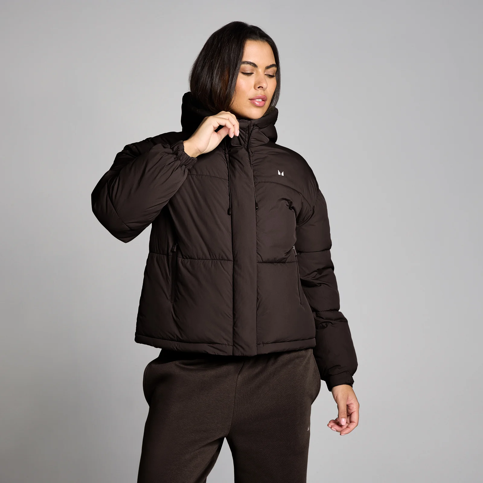 Chaqueta acolchada corta para mujer de MP - Chocolate - S Imagen 1