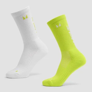 Calcetines para correr MP Move Club (paquete de 2 pares) - Verde brillante/Blanco - Size UK 6-8
