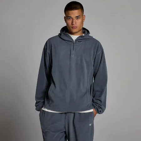 Sudadera con capucha y cremallera 1/4 de felpa para hombre de MP - Granite