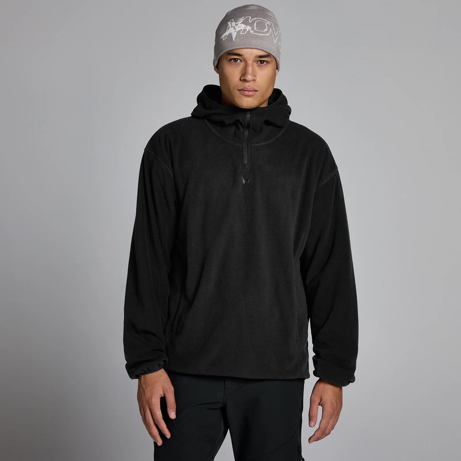 Sudadera con capucha y cremallera 1/4 de felpa para hombre de MP - Negro - L Imagen 1