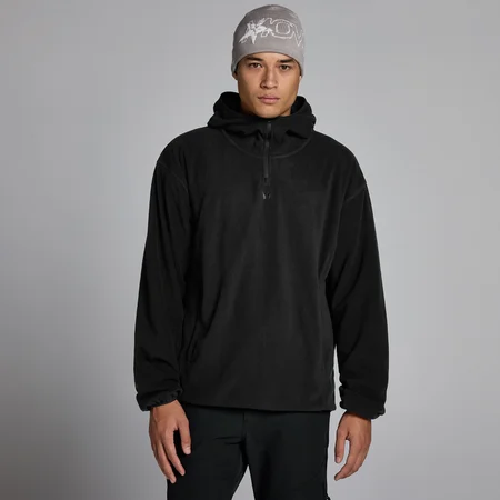 Sudadera con capucha y cremallera 1/4 de felpa para hombre de MP - Negro