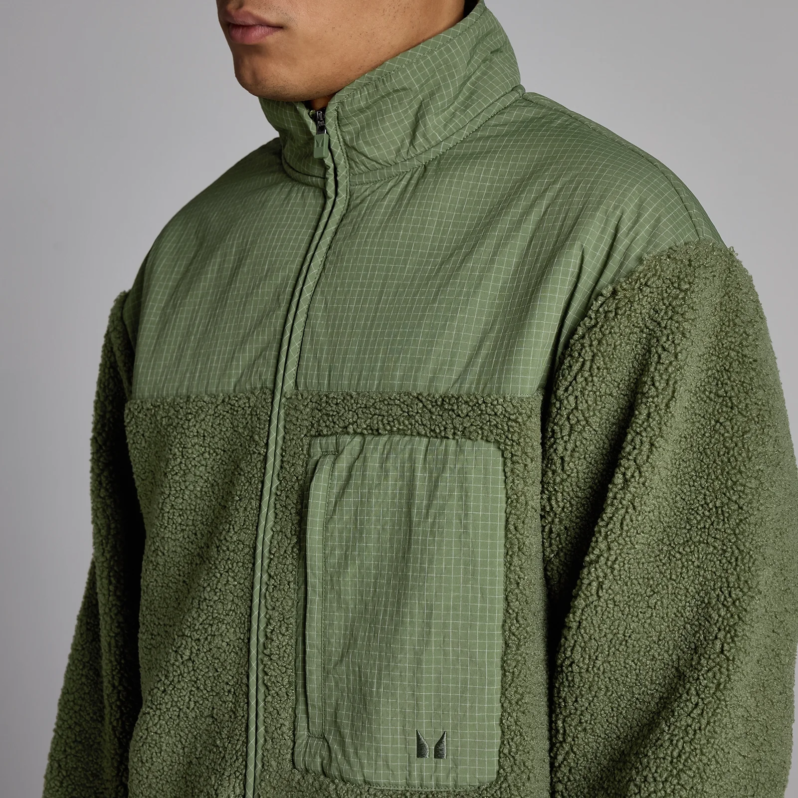 Forro polar Borg para hombre de MP - Oliva lavado - L Imagen 4
