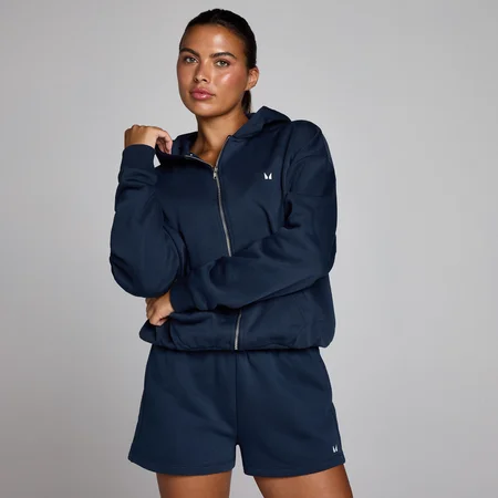 Sudadera con capucha y cremallera Basics para mujer de MP - Azul medianoche