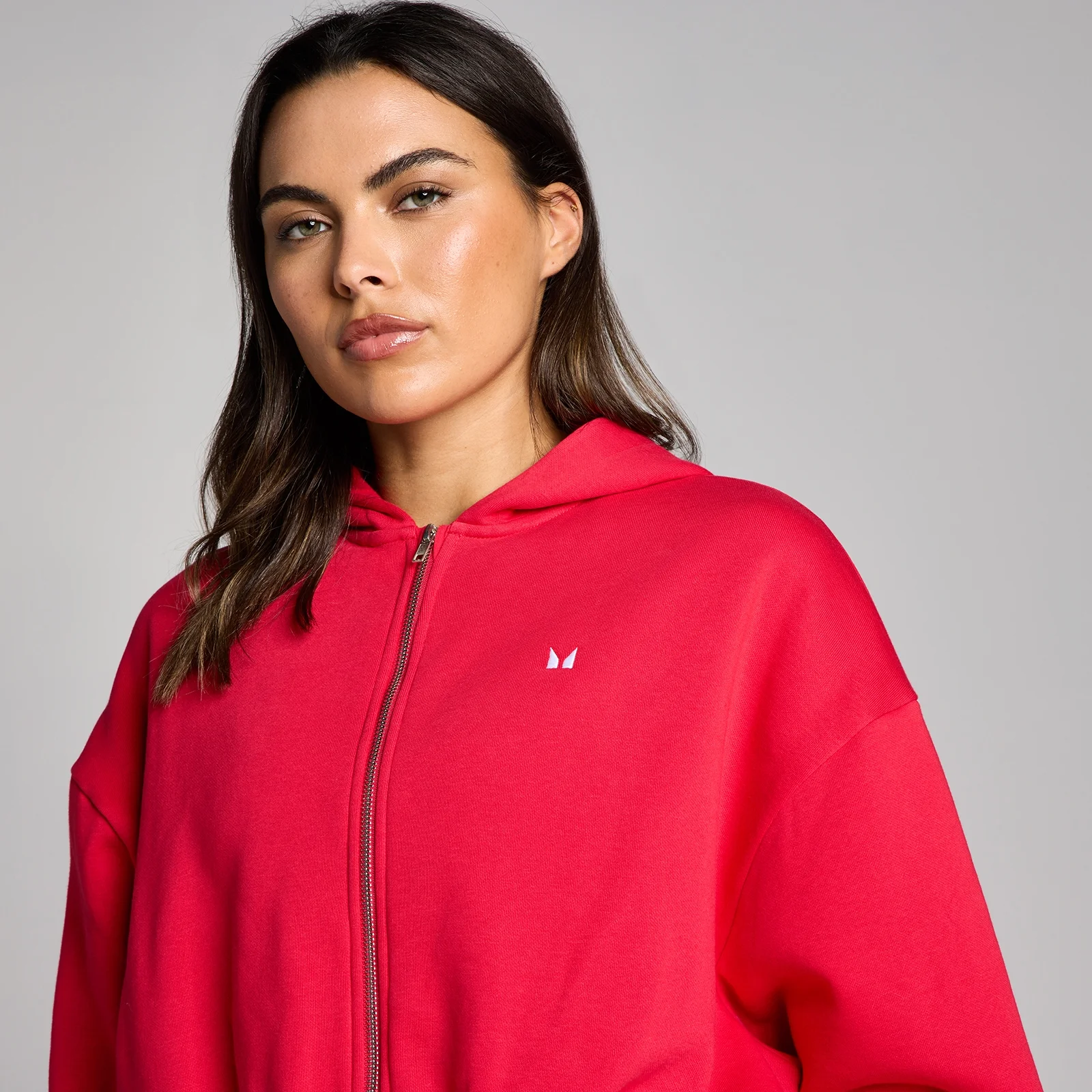 MP Mujer Basic Zip Through Cropped Sudadera con Capucha - Chilli - XS Imagen 4