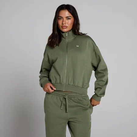 Chaqueta bomber con cremallera Basics para mujer de MP - Oliva lavado
