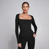 Camiseta de cuello cuadrado y manga larga SculptForm para mujer de MP - Negro