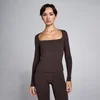 Camiseta de cuello cuadrado y manga larga SculptForm para mujer de MP - Chocolate