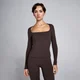 Camiseta de cuello cuadrado y manga larga SculptForm para mujer de MP - Chocolate