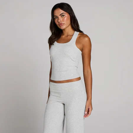 Camiseta de tirantes acanalada con sujetador incorporado para mujer de MP - Gris moteado