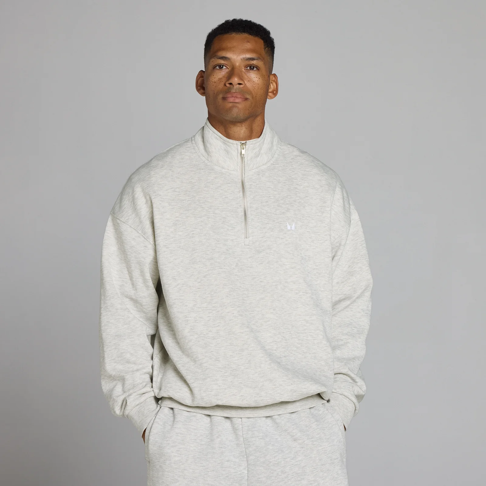 MP Men's Rest Day Oversized 1/4 Zip - Light Grey Marl - M Imagen 1