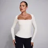 Camiseta de manga larga con cuello cuadrado SculptForm para mujer de MP - Perla