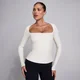 Camiseta de manga larga con cuello cuadrado SculptForm para mujer de MP - Perla