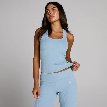 Camiseta de tirantes acanalada con sujetador integrado para mujer de MP - Azul denim