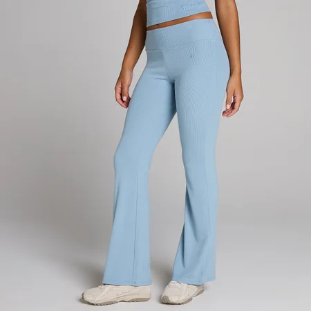 Pantalón acampanado acanalado para mujer de MP - Azul denim