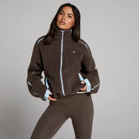 Chaqueta con cremallera y forro polar MP para mujer - Chocolate