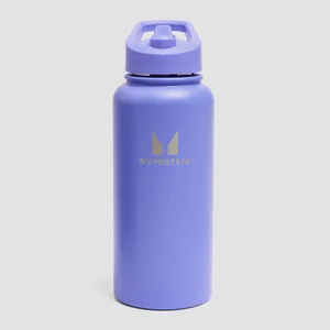 Botella de metal reciclado con pajita abatible de Myprotein 1 L - Índigo intenso - Colour Power Indigo