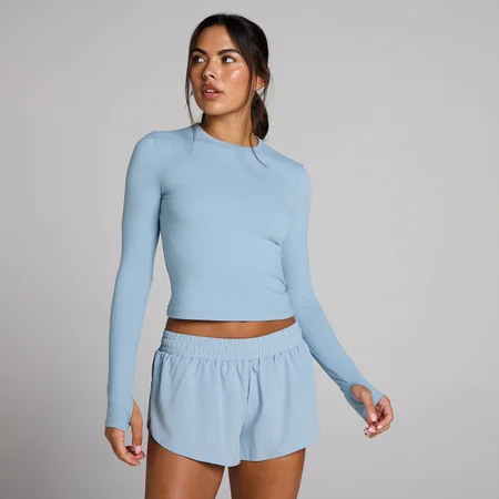 Camiseta de manga larga Tempo con agujeros para el pulgar para mujer de MP - Azul denim