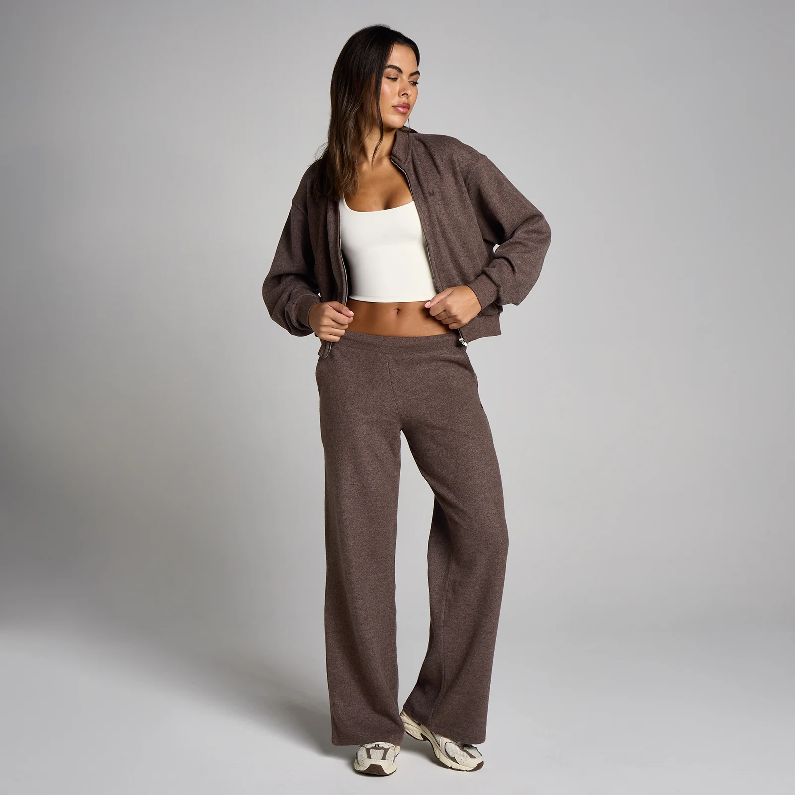 Chaqueta bomber de cremallera de tacto suave para mujer de MP - Chocolate jaspeado - XS Imagen 3