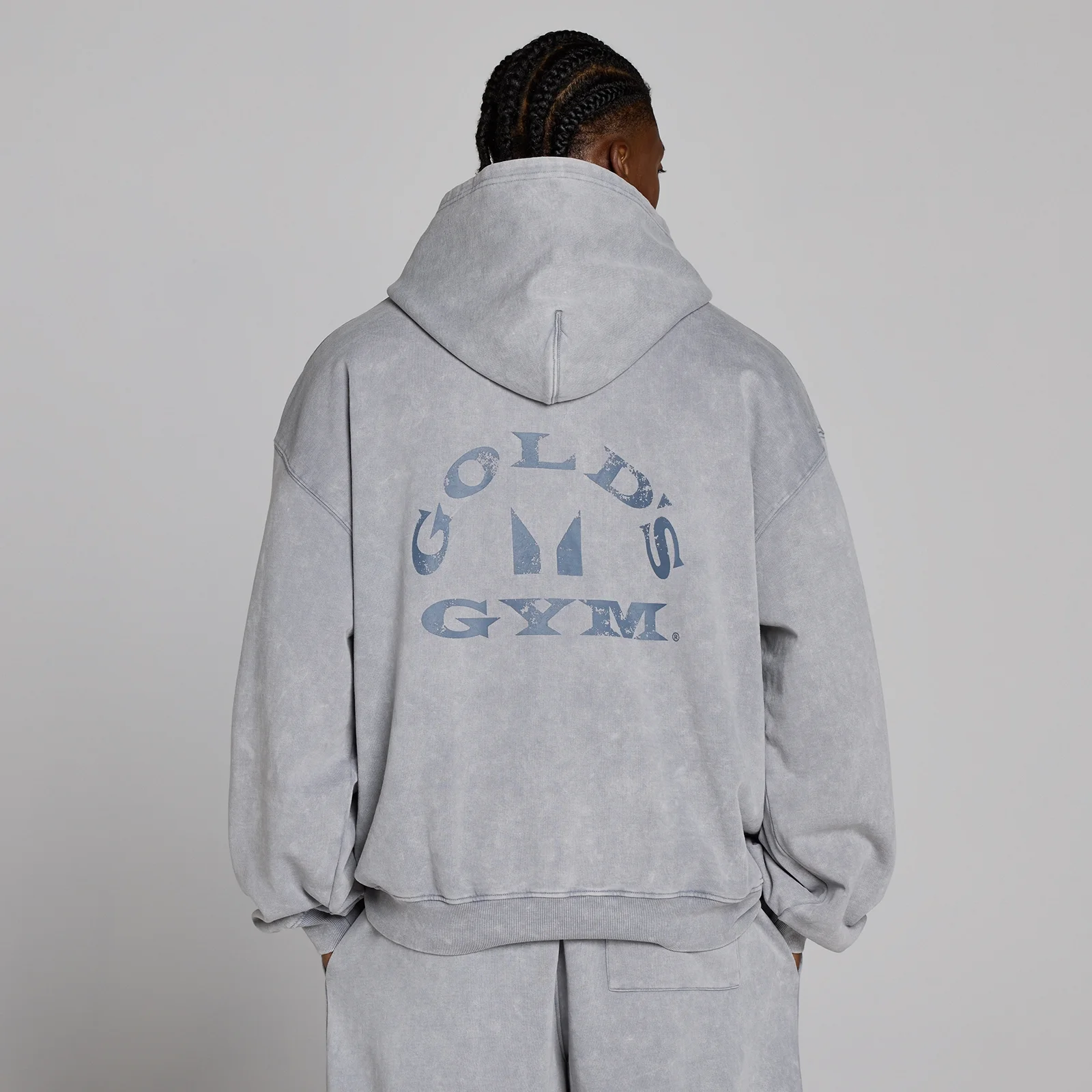 MP X Gold's Hombre Washed Graphic Oversized Sudadera con Capucha - Steel Blue - L Imagen 4