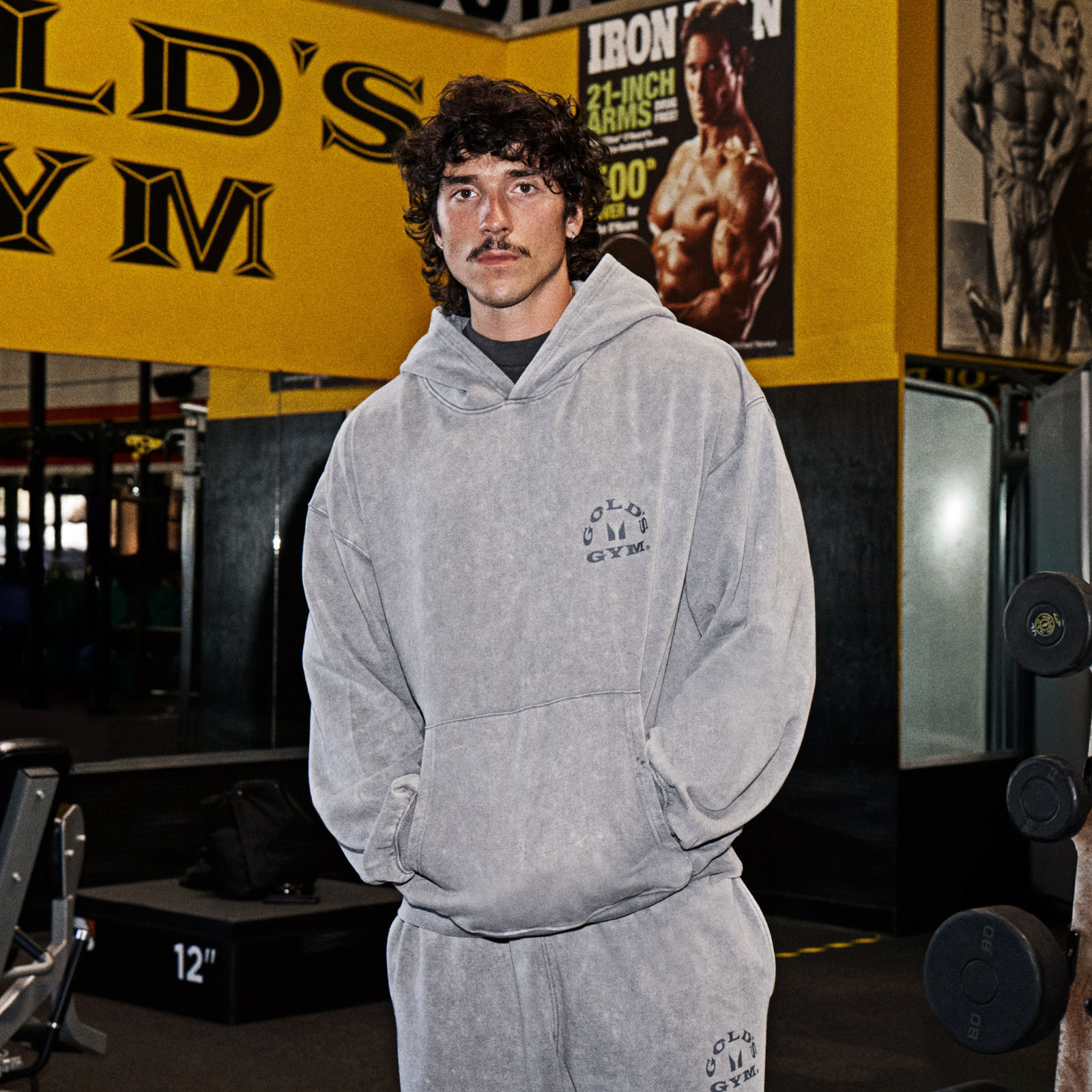 MP X Gold's Hombre Washed Graphic Oversized Sudadera con Capucha - Steel Blue - L Imagen 1