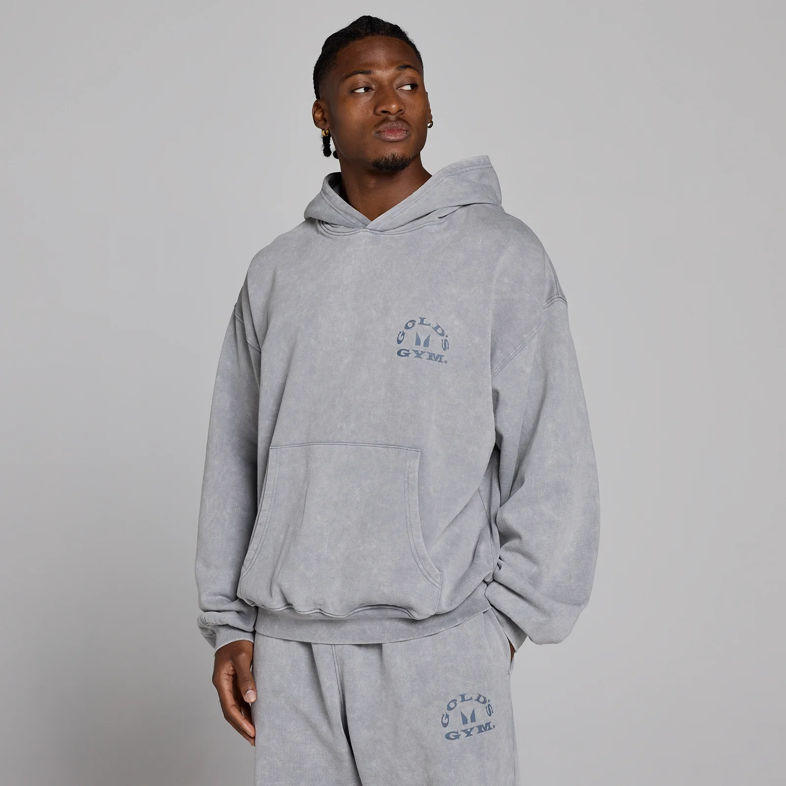 MP X Gold's Hombre Washed Graphic Oversized Sudadera con Capucha - Steel Blue - L Imagen 3