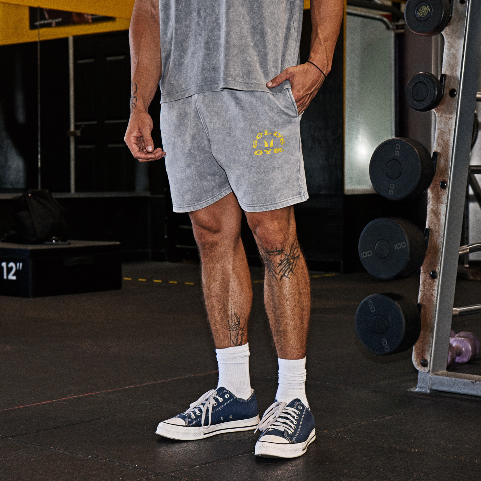 MP X Gold's Hombre Washed Graphic Oversized Sweat Pantalón Corto - Steel Blue - XS Imagen 1