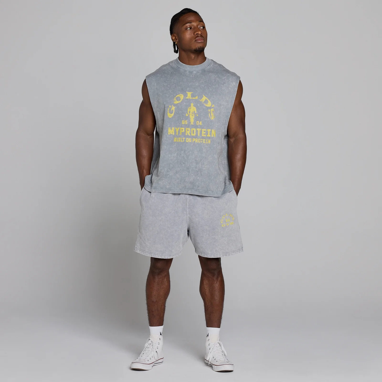 MP X Gold's Hombre Washed Graphic Oversized Sweat Pantalón Corto - Steel Blue - XS Imagen 5