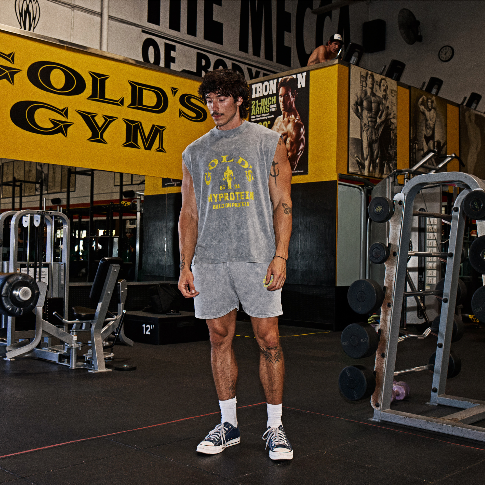 MP X Gold's Hombre Washed Graphic Oversized Sweat Pantalón Corto - Steel Blue - XS Imagen 2